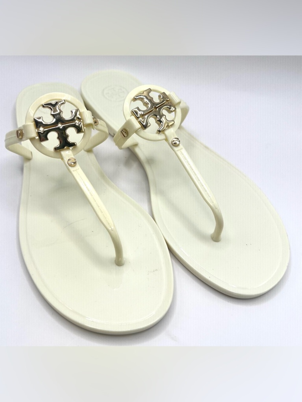 Tory Burch- Women's‎ Ivory T-Strap Logo-Mini Miller Jelly Sandal- Size:10M